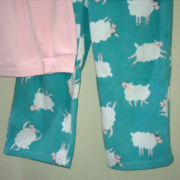 Carter's Pink & Blue Sheep Fleece Pajama Set 5 - Picture 6 of 6